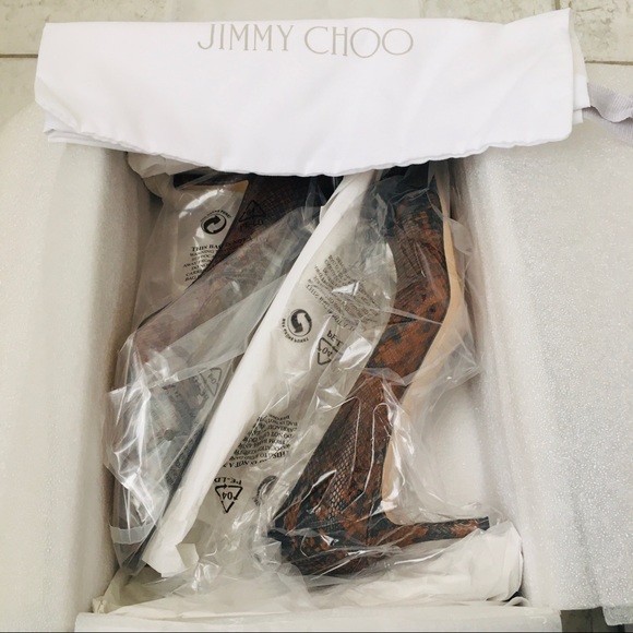 Jimmy Choo ROMY 60 CUOIO Snake Printed Leather Women’s Heels Pumps - Picture 16 of 16